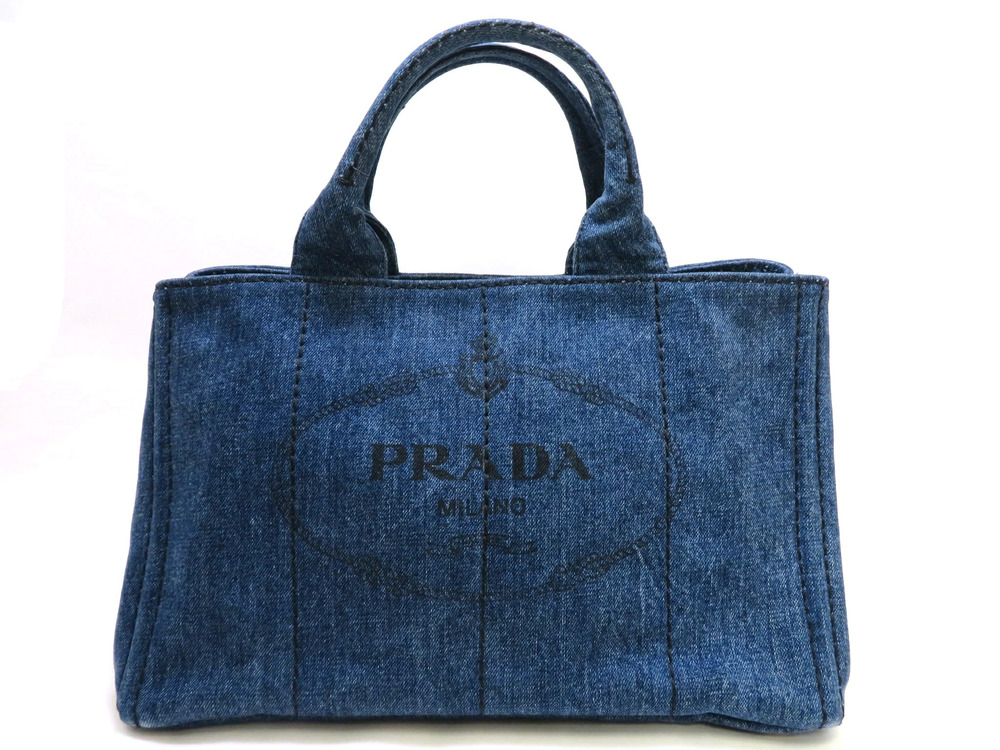 Prada Canapa Tote Bag Denim Blue